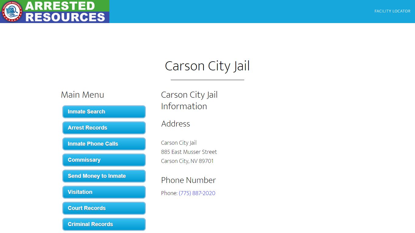 Carson City Jail - Inmate Search - Carson City, NV - Arrested Resources